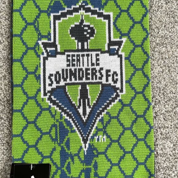 Adidas Seattle Sounders FC MLS Official Team Soccer Knit Scarf Blue Green NEW - Picture 4 of 6